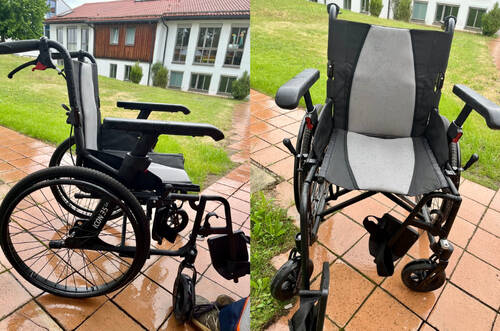 Rollstuhl von vorne und hinten