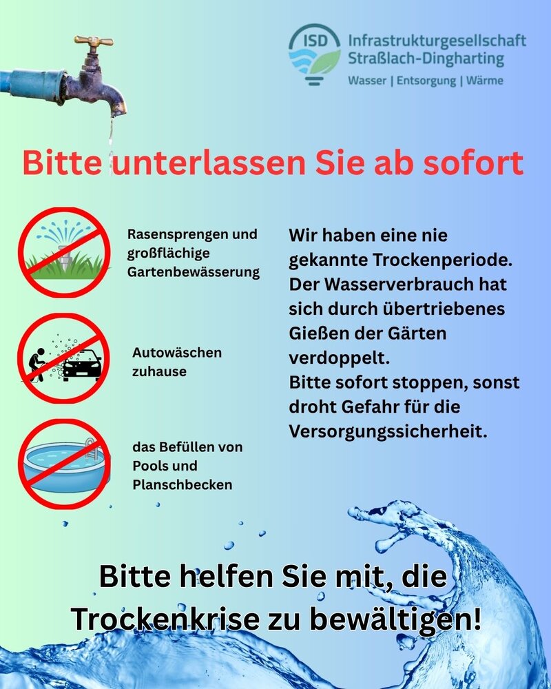 Aufruf zum Wasser sparen